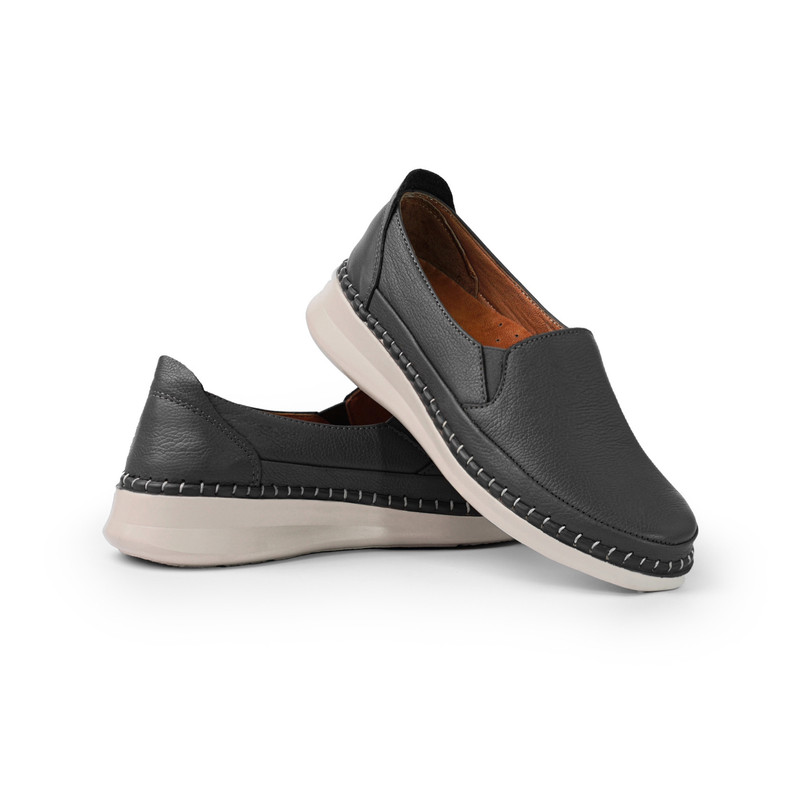 کفش روزمره زنانه مدل هدیه تمام چرم رنگ طوسی