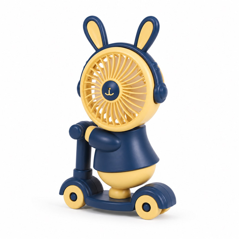 پنکه‌ رومیزی شارژی مدل خرگوش اسکوتری با مداد تراش چراغ دار کد Bunny Ride USB