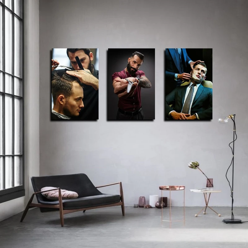 تابلو شاسی بکلیت طرح آرایشگاه مردانه مدل SH-4238 مجموعه 3 عددی