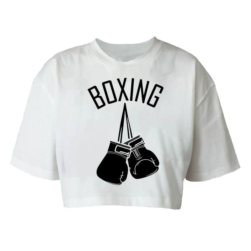 کراپ‌تاپ آستین کوتاه زنانه مدل c543 طرح بوکس