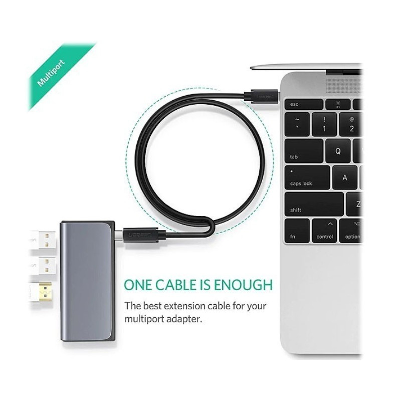 کابل افزایش طول USB-C یوگرین مدل ED008 طول 0.5 متر