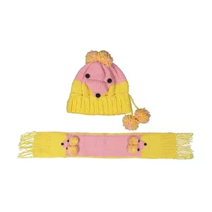 ست کلاه و شال گردن بافتنی بچگانه مدل روباه