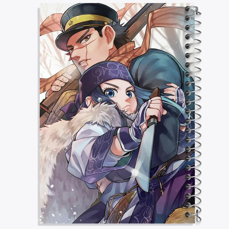 دفتر مشق 50 برگ خندالو مدل سایچی و اسیرپا انیمه کامویی طلایی Golden Kamuy کد 23722