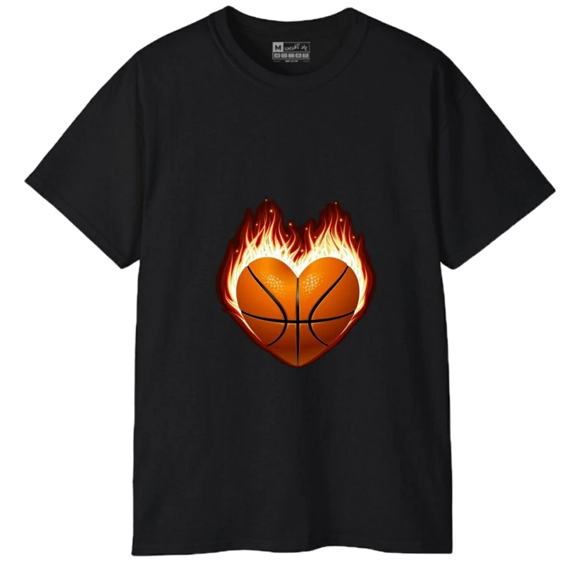 تی‌شرت آستین کوتاه مردانه پاد آفرین مدل ورزشی توپ بسکتبال عشق قلب کد 1694
