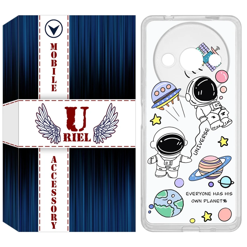کاور یوریل مدل Clear کد 25 طرح فضانوردان مناسب برای گوشی موبایل شیائومی Redmi A3 / A3x