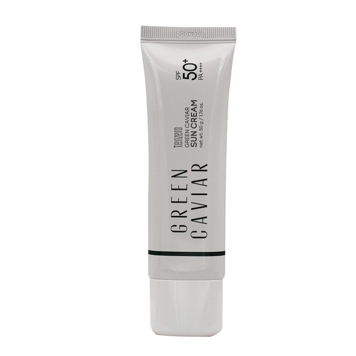 کرم ضد آفتاب بدون رنگ تن زیرو SPF 50 مدل Green Caviar مناسب انواع پوست حجم 50 میلی لیتر