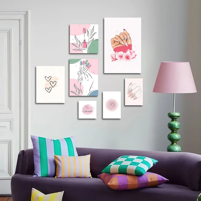 تابلو شاسی بکلیت طرح سالن زیبایی و کاشت ناخن مدل SH-3079 مجموعه 7 عددی