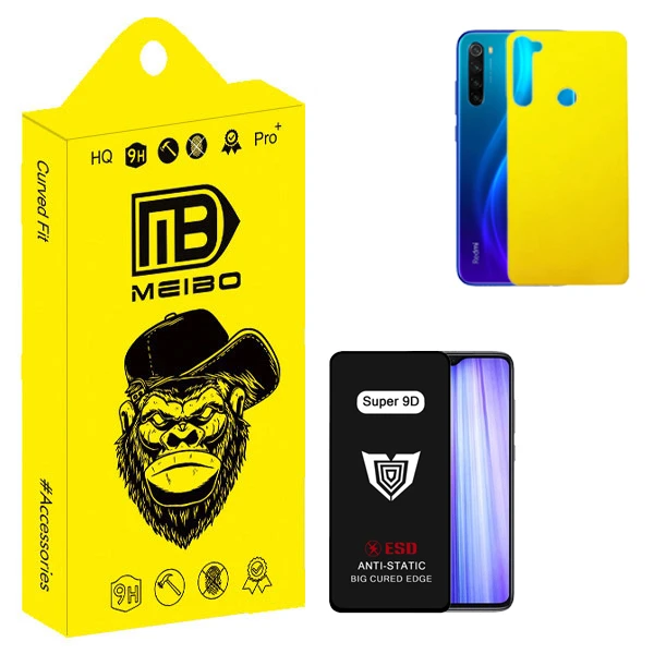  محافظ صفحه نمایش میبو مدل Super 9D مناسب برای گوشی موبایل شیائومی Redmi Note 8 به همراه محافظ پشت گوشی