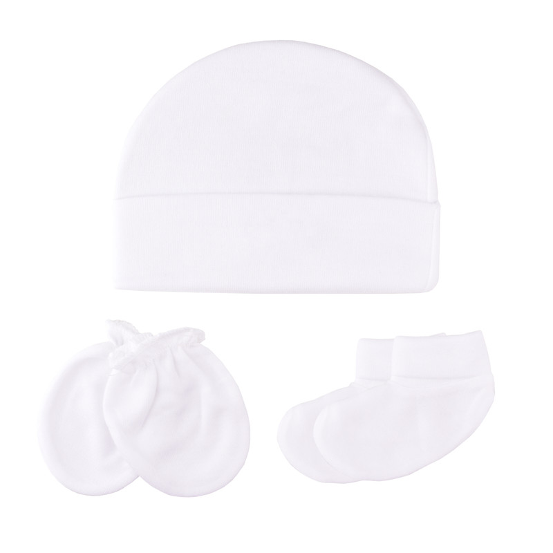 ست کلاه و پاپوش و دستکش نوزادی مدل لاکی بیبی کد 10