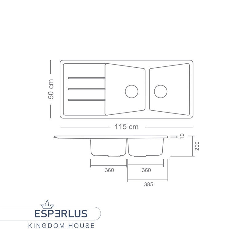 سینک ظرفشویی گرانیت مدل اسپرلوس مدل کومبو 306 به همراه پک سیفون