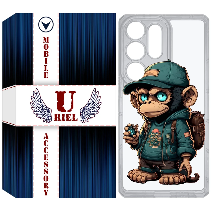 کاور یوریل مدل Clear کد 36 طرح میمون مناسب برای گوشی موبایل سامسونگ Galaxy S25 Ultra