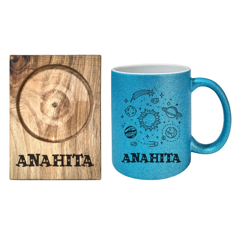 ماگ گالری وبفر مدل کهکشان طرح آناهیتا به همراه زیر لیوانی