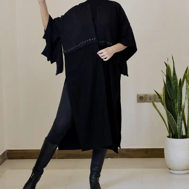 مانتو زنانه مدل کیمونو لمه دار