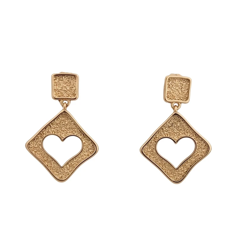 گوشواره میخی زنانه ژوپینگ مدل مربعی قلب تراشه