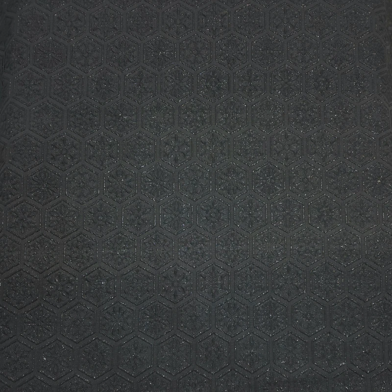 پارچه لباس عرض 1.5 متر مدل ژاکارد پفکی ترک طرحدار رنگ مشکی