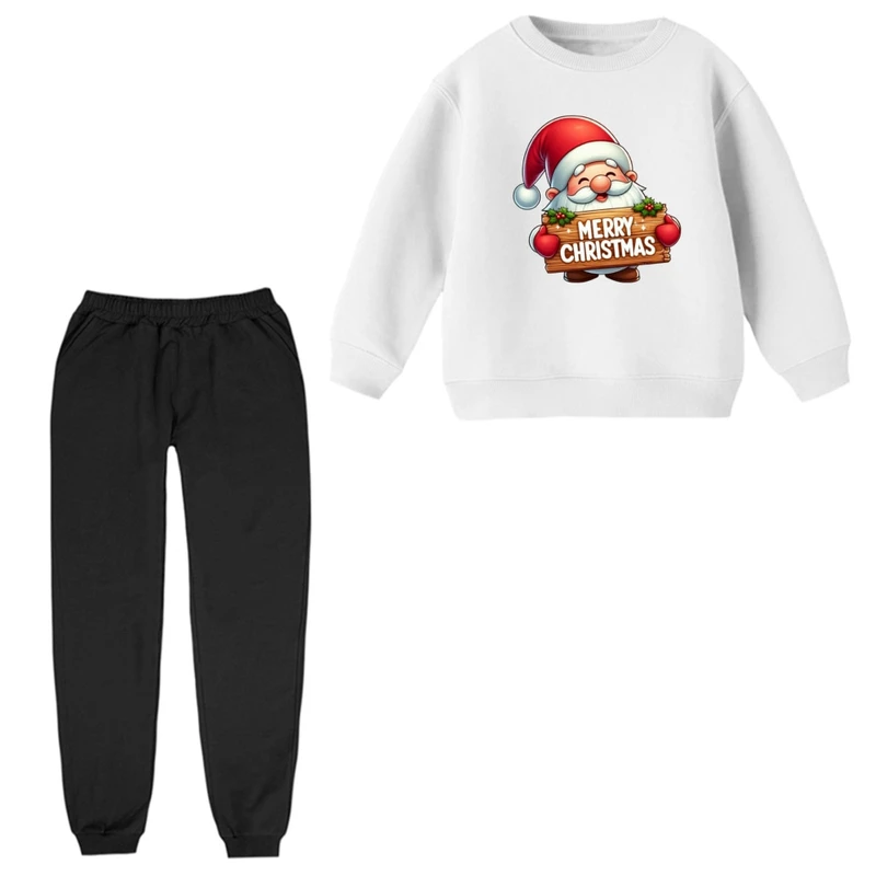 ست سویشرت و شلوار راحتی بچگانه مدل بابانوئل کریسمس کد 26  
