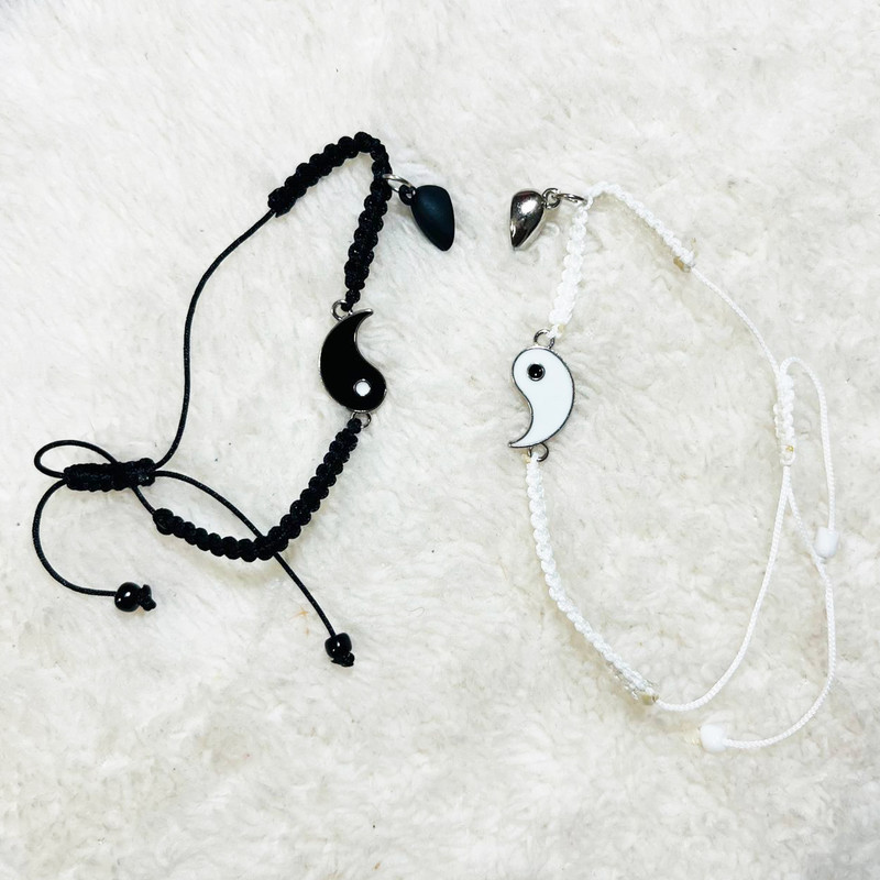 دستبند مدل یین و یانگ و قلب مجموعه دو عددی