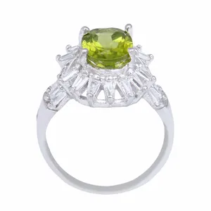 انگشتر نقره زنانه مدل سنگ زبرجد تراش جواهری کد AWR_920