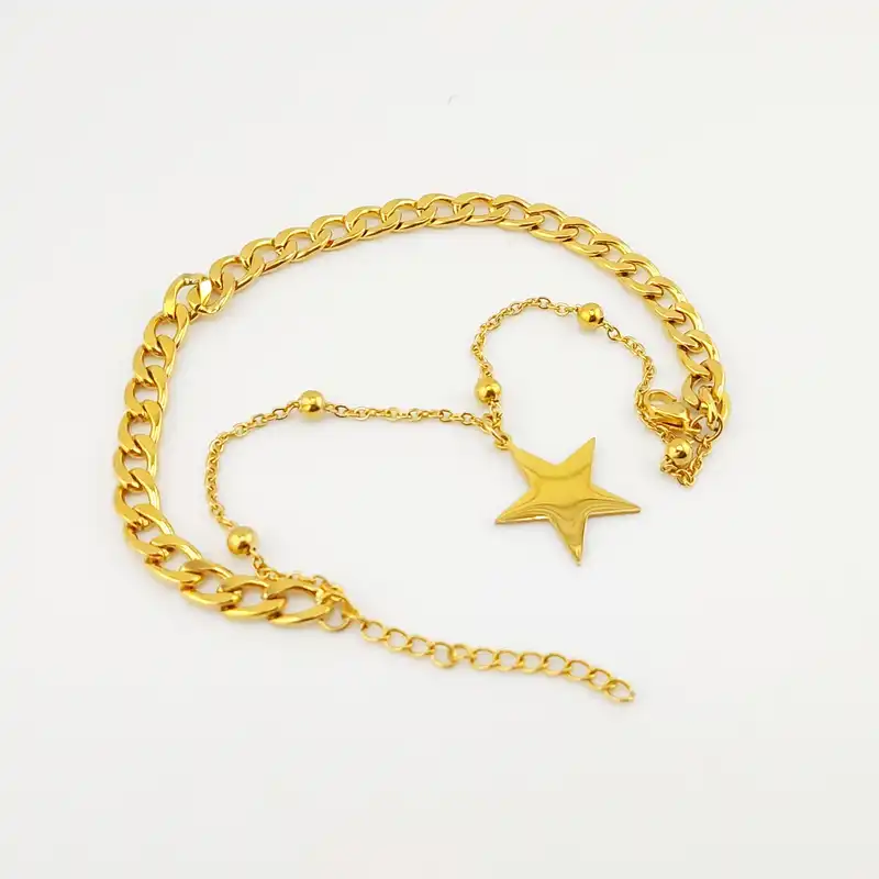 دستبند زنانه مدل استیل دولاین آویز ستاره ای کد PM 010