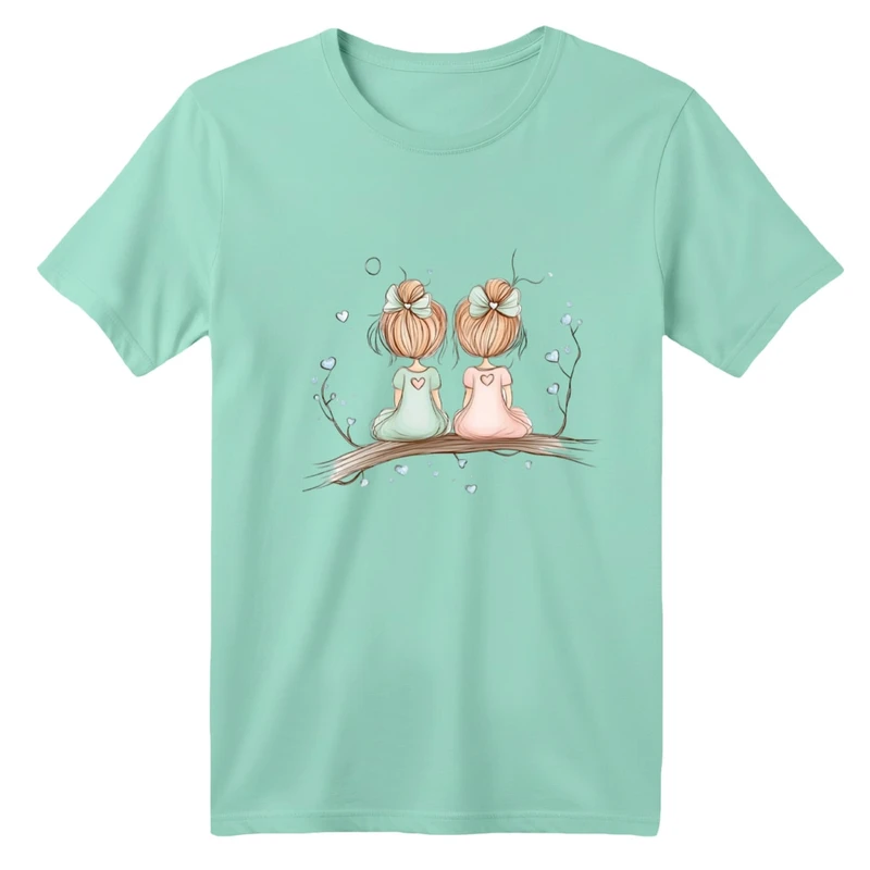 تی شرت آستین کوتاه بچگانه مدل دخترک و شاخه