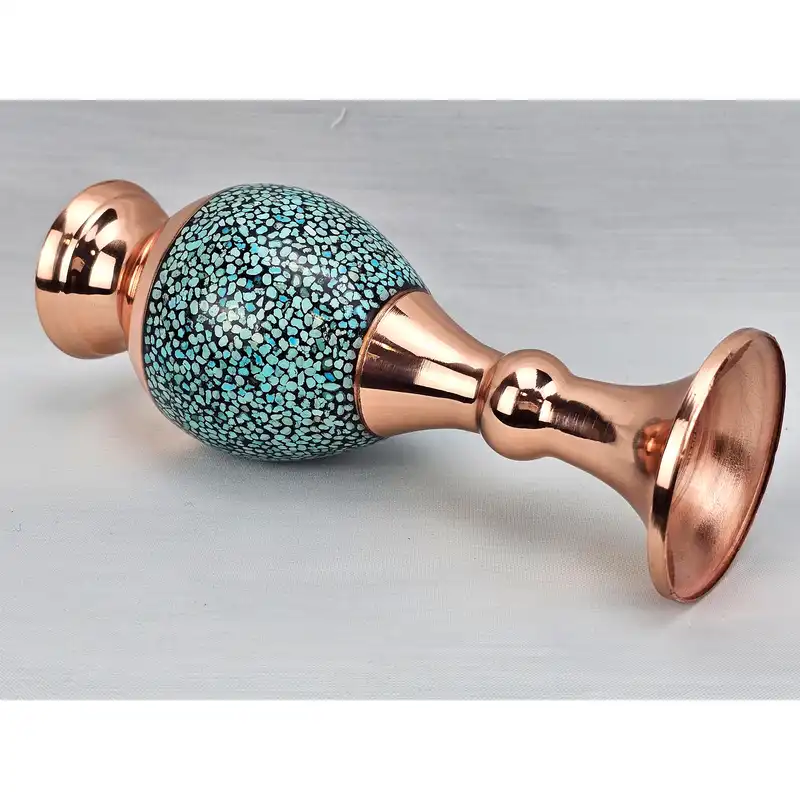 گلدان فیروزه کوبی مسی کد 16c