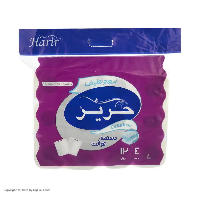 دستمال توالت حریر بسته 12 عددی