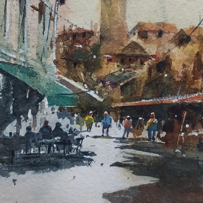 نقاشی آبرنگ طرح بازار کد 101