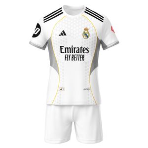 ست تی‌شرت و شلوارک ورزشی پسرانه مدل رئال مادرید طرح امباپه کد 504 