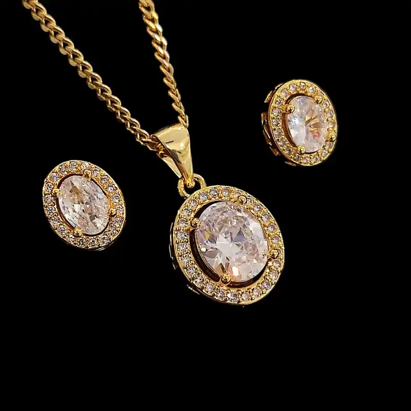 نیم ست زنانه مدل سنگ درشت دور نگین کد -YSX06