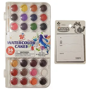 آبرنگ 36 رنگ مدل WATERCOLOR CAKES به همراه استیک نوت