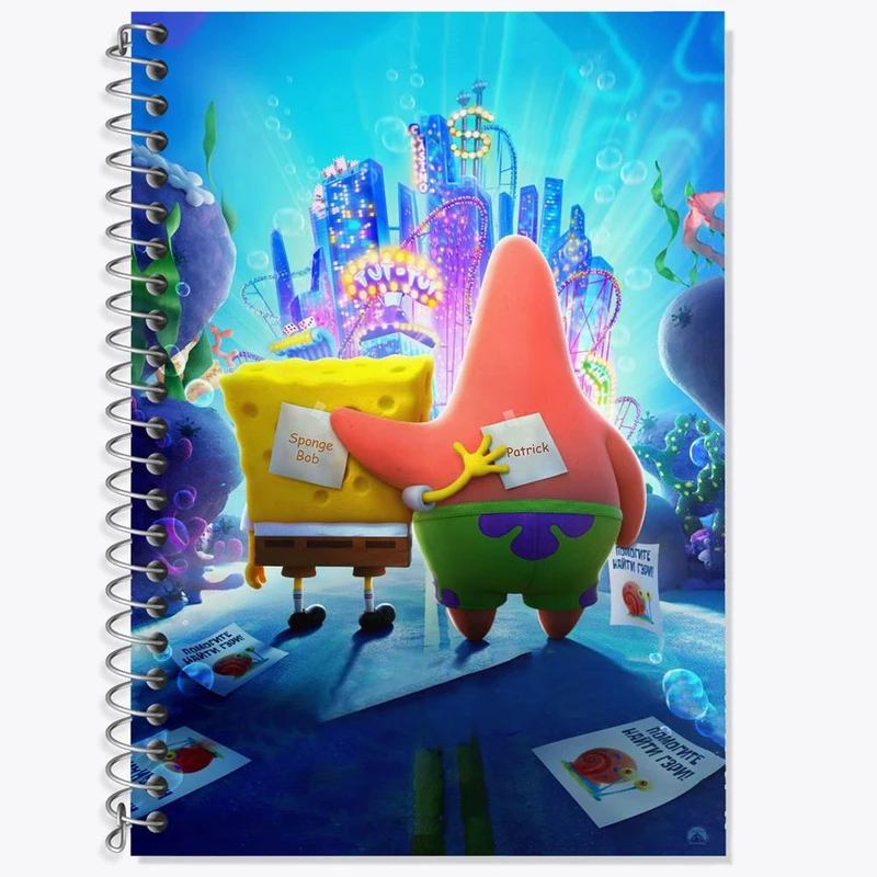 دفتر زبان 50 برگ خندالو مدل دو خط طرح پاتریک و باب اسفنجی کد 4753