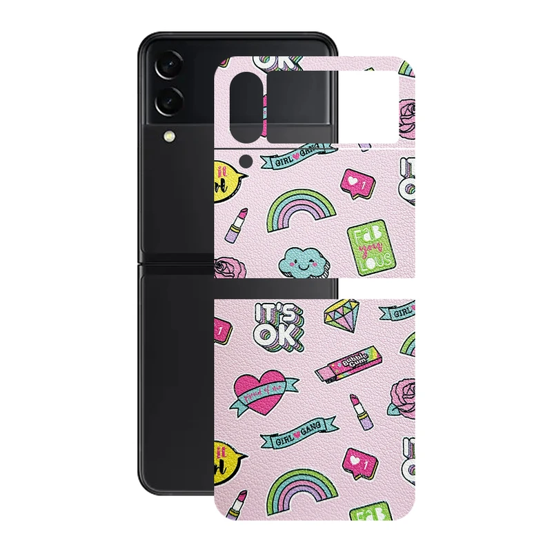 برچسب پوششی ریمکس مدل Leth طرح دخترانه مناسب برای گوشی موبایل سامسونگ Galaxy Z Flip3