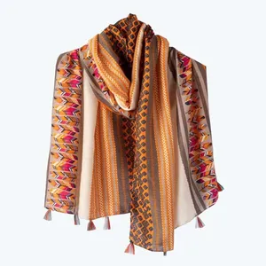 شال زنانه مدل نخی چهارفصل طرح پر کد d1479