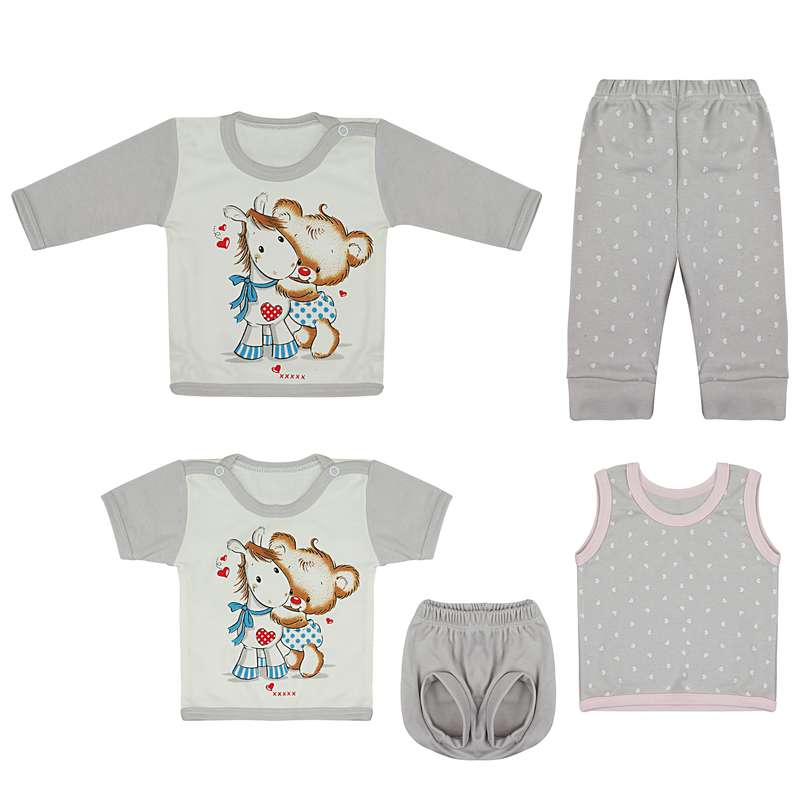 ست 5 تکه لباس نوزادی مدل خرس پو کد 1010