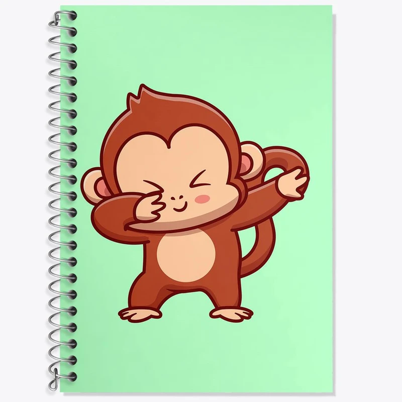 دفتر زبان 50 برگ خندالو مدل دو خط طرح حیوانات بامزه میمون کد 25426