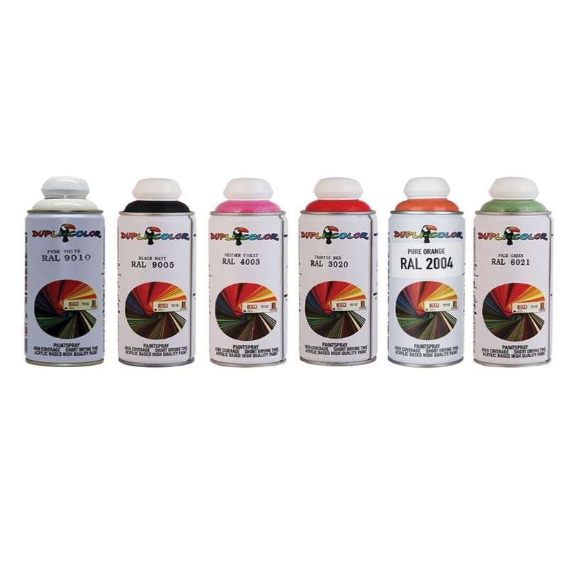 اسپری رنگ مشکی و سفید و سبز و قرمز و صورتی و نارنجی  دوپلی کالر مدل R6 حجم 400 میلی لیتر مجموعه 6 عددی