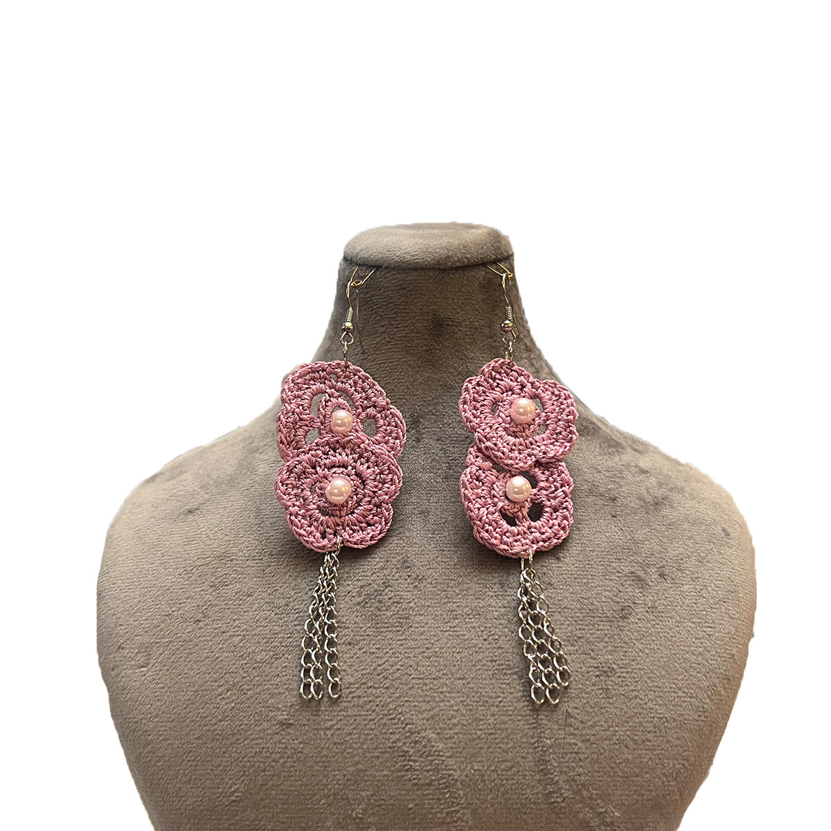 گوشواره زنانه مدل قلاب بافی طرح گل گوشواره زنانه مدل قلاب بافی طرح گل