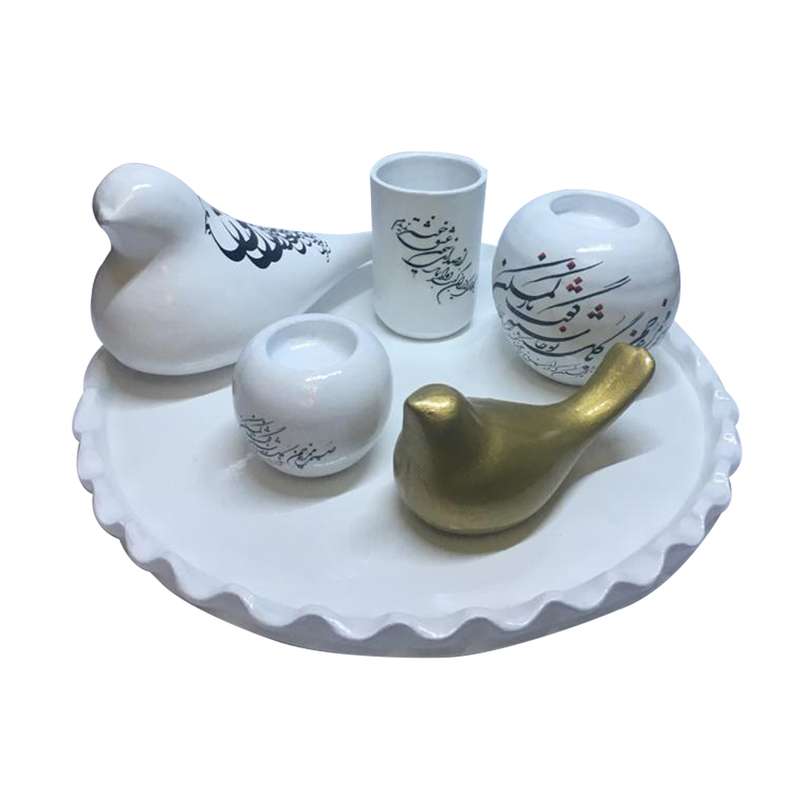 ست 6 تکه دکوری سفالی طرح مرغ آمین کد 111