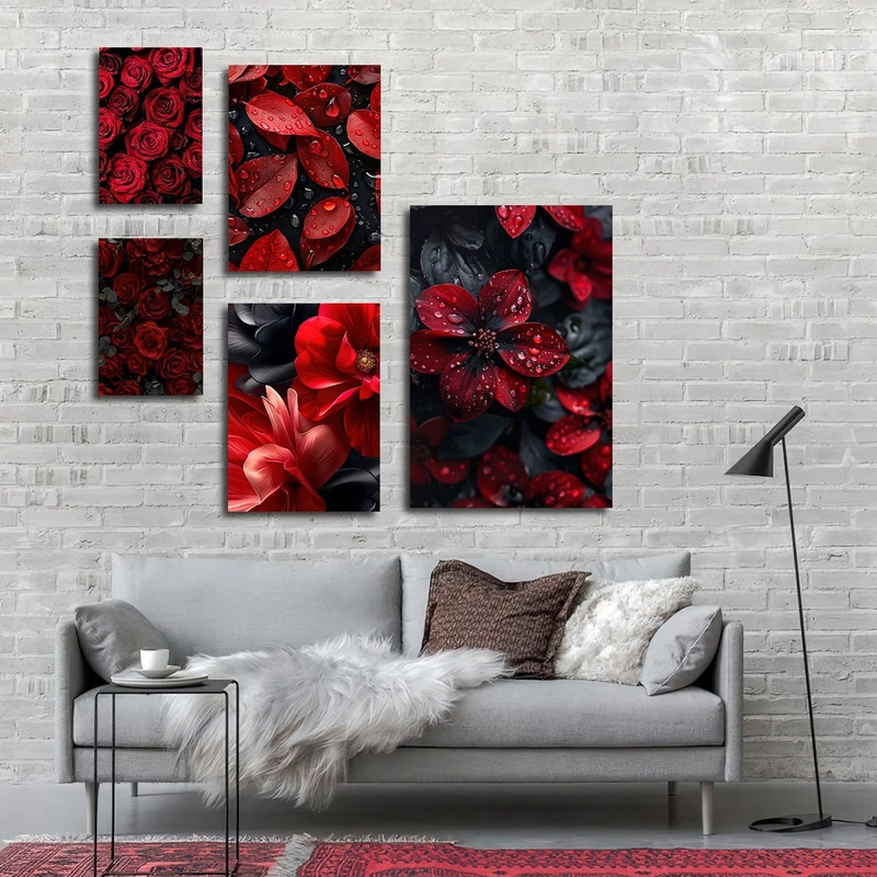 تابلو شاسی بکلیت طرح طبیعت و گل مدل SH-2988 مجموعه 5 عددی