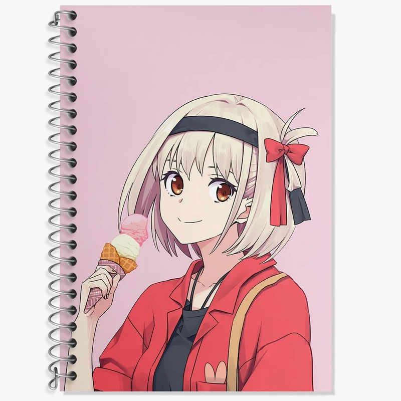 دفتر لغت 50 برگ خندالو مدل چیساتو انیمه لیکوریس ریکویل Lycoris Recoil کد 23071