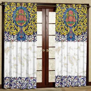 پرده مدل طرح کاشی هازان پانچی کد 4106 سایز 140x200 سانتی متر