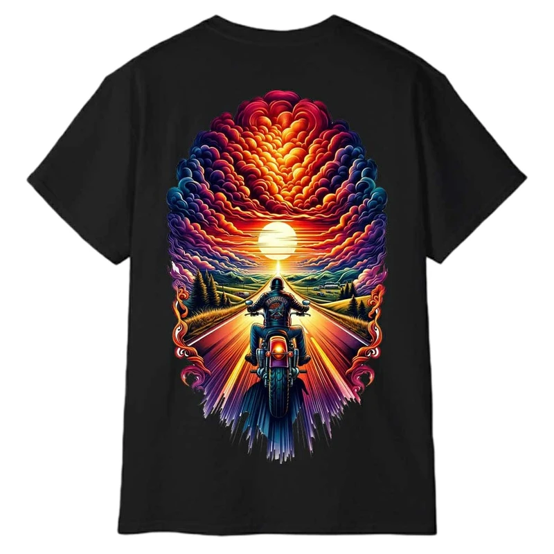 تی‌شرت آستین کوتاه مردانه پاد آفرین مدل موتورسواری در جاده کد 1721