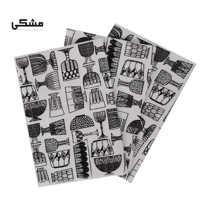 دستمال آشپزخانه مدل ظروف بسته سه عددی دستمال آشپزخانه مدل ظروف بسته سه عددی