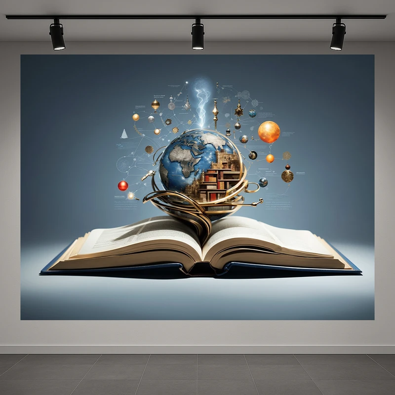 تابلو بوم طرح مخمل کتاب مدل جهان اطلاعات کد AR3059426