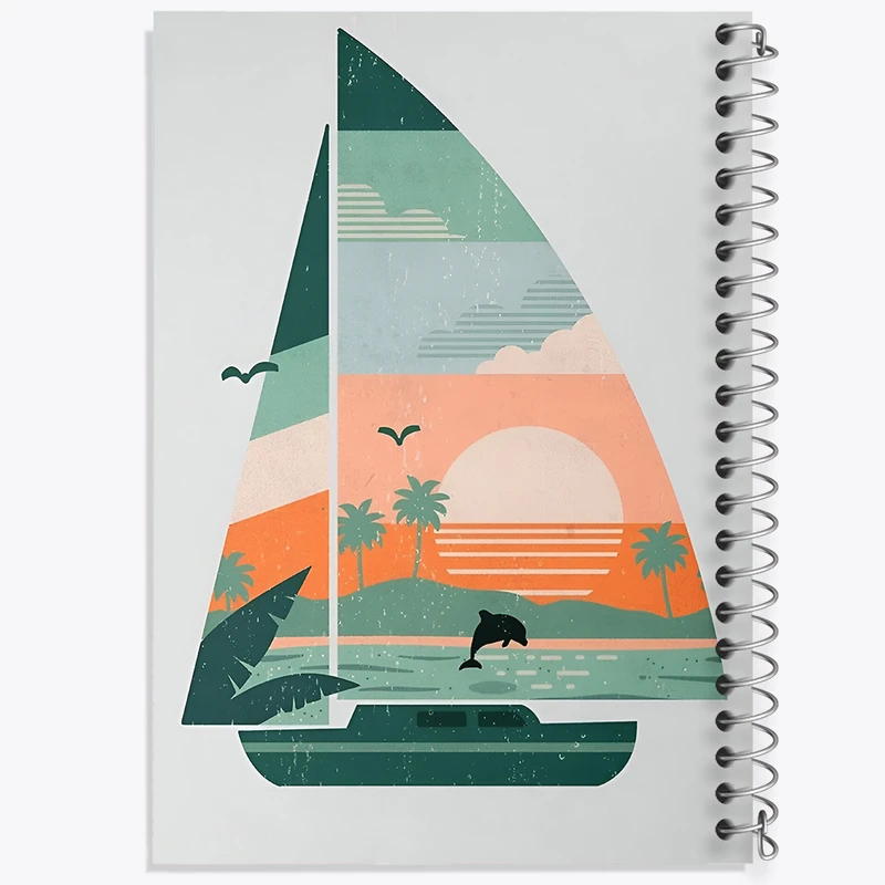 دفتر مشق 50 برگ خندالو طرح قایق کد N4144