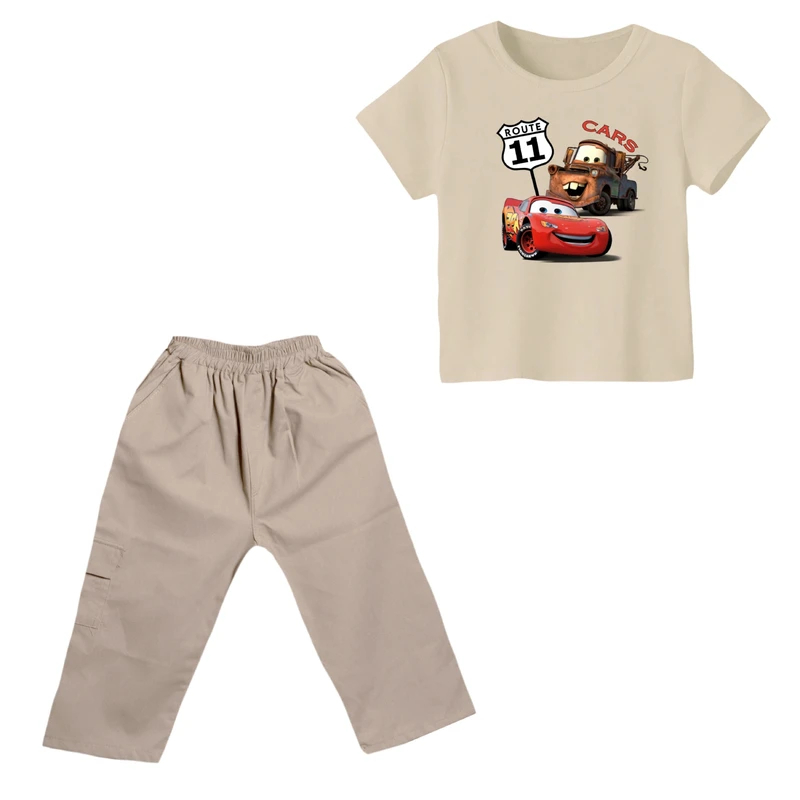 ست تی شرت و شلوارک پسرانه مدل ماشین ها کد ۶