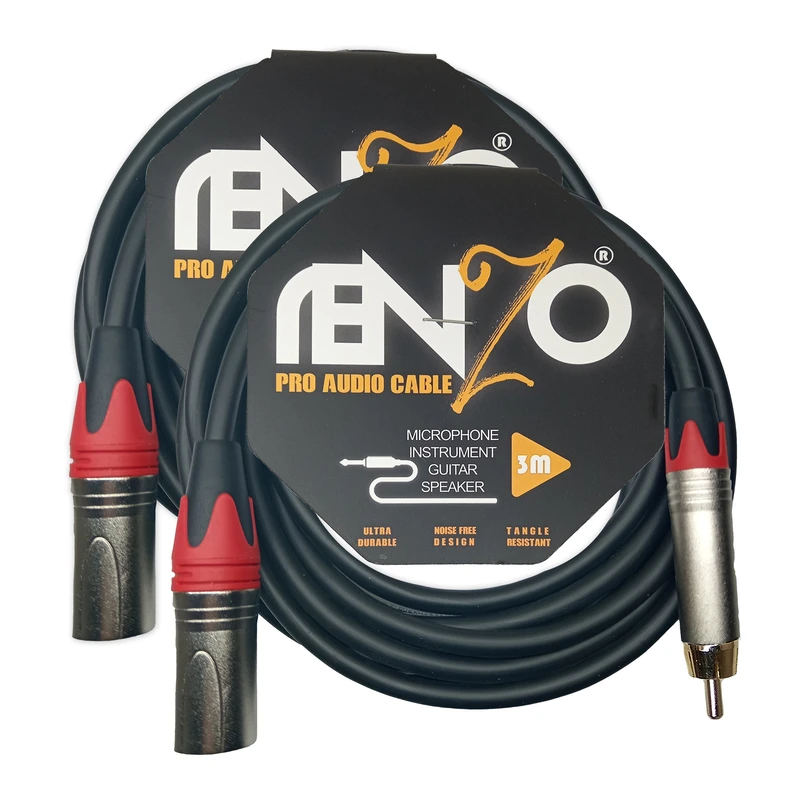 کابل اسپیکر مانیتورینگ رنزو آدیو RCA به XLR مدل RCX3 طول 3 متر بسته دو عددی