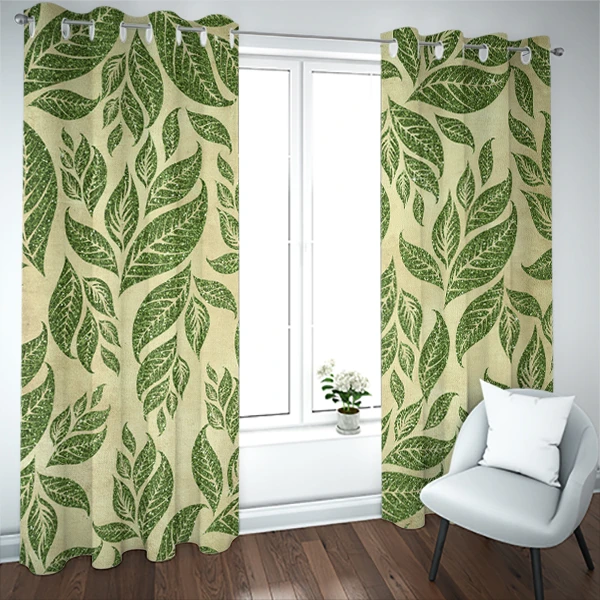 پرده پانچ طرح برگ کد 11015 سایز 147*280 سانتی متر مجموعه دو عددی