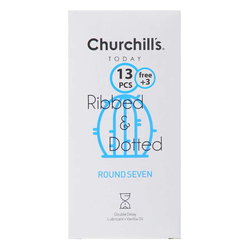  کاندوم چرچیلز مدل CHC_ribbeed&dotted-roundseven بسته 16 عددی