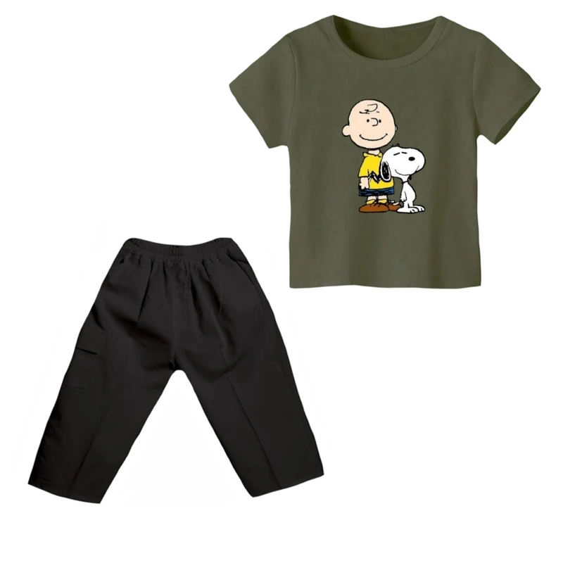 ست تی شرت و شلوارک پسرانه مدل اسنوپی کد ۸۷